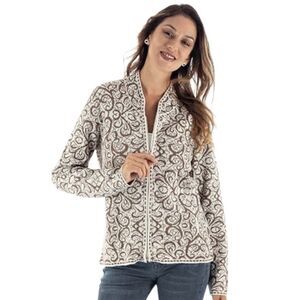 Peruvian Link Alpaca Collection Cardigan Womens Sz M Cocoa Cream Eclectic Jauja